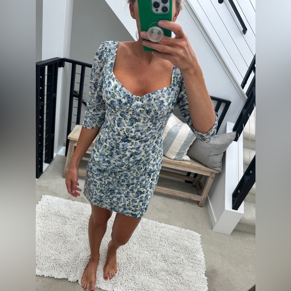 Cotton Candy LA blue & green long sleeve ruffle mini dress formal wedding NWT M - Picture 3 of 13